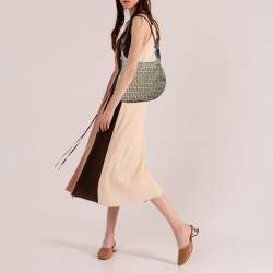 Fendi Beige/Black Zucchino Canvas and Leather Oyster Hobo