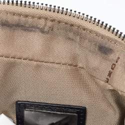 Fendi Beige/Black Zucchino Canvas and Leather Oyster Hobo