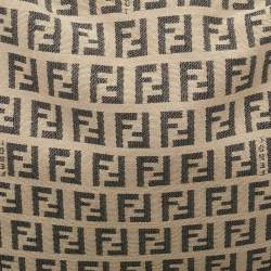 Fendi Beige/Black Zucchino Canvas and Leather Oyster Hobo