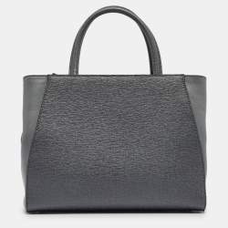 Pre Owned Fendi Grey Leather Mini 2Jours Tote