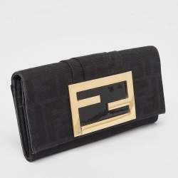 Fendi Black Zucca Canvas and Patent Leather Mia Continental Wallet