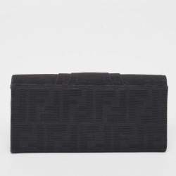 Fendi Black Zucca Canvas and Patent Leather Mia Continental Wallet