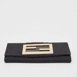 Fendi Black Zucca Canvas and Patent Leather Mia Continental Wallet