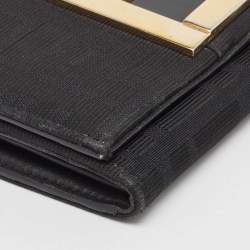 Fendi Black Zucca Canvas and Patent Leather Mia Continental Wallet