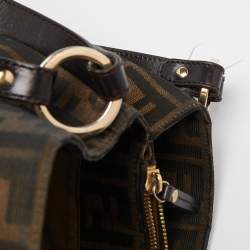 Pre Owned Fendi Tobacco Zucca Canvas and Leather Medium Chef Tote