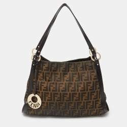 Pre Owned Fendi Tobacco Zucca Canvas and Leather Medium Chef Tote