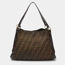 Pre Owned Fendi Tobacco Zucca Canvas and Leather Medium Chef Tote
