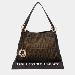 Pre Owned Fendi Tobacco Zucca Canvas and Leather Medium Chef Tote