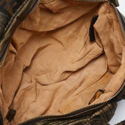 Fendi Metallic/Brown Zucca Coated Canvas and Fabric Mini Spy Hobo 