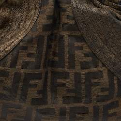 Fendi Metallic/Brown Zucca Coated Canvas and Fabric Mini Spy Hobo 