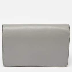 Pre Owned Fendi Grey Leather Rainbow Stud Tube Wallet On Chain