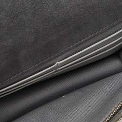 Pre Owned Fendi Grey Leather Rainbow Stud Tube Wallet On Chain