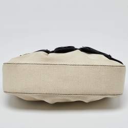 Pre Owned Fendi Cream/Black Canvas and Patent Leather B Shoulder Bag
