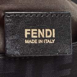 Pre Owned Fendi Black Zucca Canvas and Patent Leather Mia Flap Bag