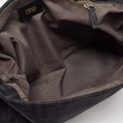 Pre Owned Fendi Black Zucca Canvas and Patent Leather Mia Flap Bag