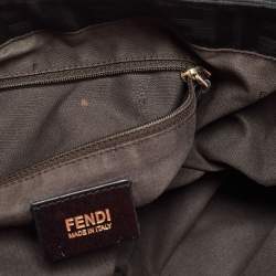 Pre Owned Fendi Black Zucca Canvas and Patent Leather Mia Flap Bag