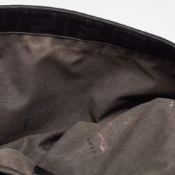 Pre Owned Fendi Black Zucca Canvas and Patent Leather Mia Flap Bag