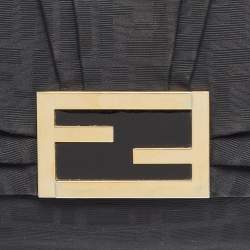 Pre Owned Fendi Black Zucca Canvas and Patent Leather Mia Flap Bag