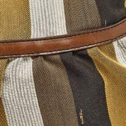 Pre Owned Fendi Multicolor Pequin Stripe Canvas and Leather Chef Hobo