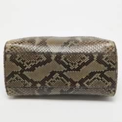Pre Owned Fendi Olive Green Python Mini Peekaboo Top Handle Bag
