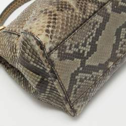 Pre Owned Fendi Olive Green Python Mini Peekaboo Top Handle Bag