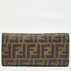 Fendi Tobacco Zucca Coated Canvas Trifold Flap Continental Wallet