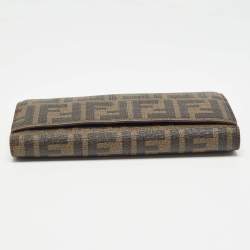 Fendi Tobacco Zucca Coated Canvas Trifold Flap Continental Wallet