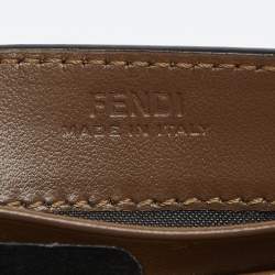 Pre Owned Fendi Tobacco Zucca Embossed Leather Flap Wallet on Chain