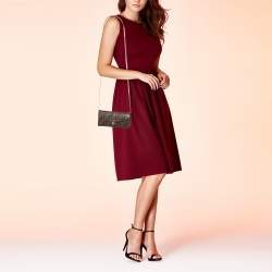 Pre Owned Fendi Tobacco Zucca Embossed Leather Flap Wallet on Chain