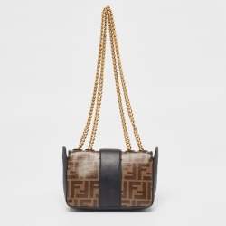 Pre Owned Fendi Tobacco Zucca Coated Canvas and Leather Mini 1974 Chain Shoulder Bag