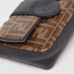 Pre Owned Fendi Tobacco Zucca Coated Canvas and Leather Mini 1974 Chain Shoulder Bag