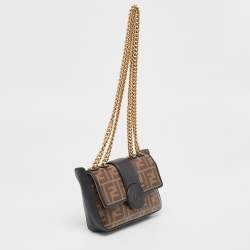 Pre Owned Fendi Tobacco Zucca Coated Canvas and Leather Mini 1974 Chain Shoulder Bag