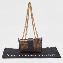 Pre Owned Fendi Tobacco Zucca Coated Canvas and Leather Mini 1974 Chain Shoulder Bag