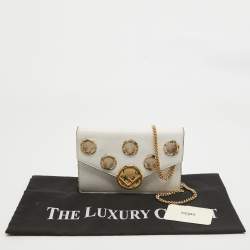 Pre Owned Fendi White Leather and Python Trim F is Fendi Wallet on Chain 