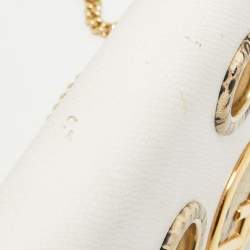 Pre Owned Fendi White Leather and Python Trim F is Fendi Wallet on Chain 