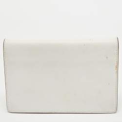 Pre Owned Fendi White Leather and Python Trim F is Fendi Wallet on Chain 