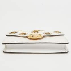 Pre Owned Fendi White Leather and Python Trim F is Fendi Wallet on Chain 