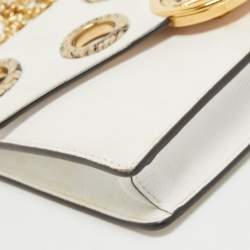 Pre Owned Fendi White Leather and Python Trim F is Fendi Wallet on Chain 