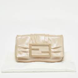 Fendi Beige Shimmering Leather Mia Pochette Bag