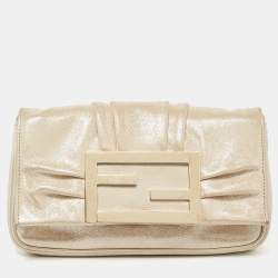 Fendi Beige Shimmering Leather Mia Pochette Bag