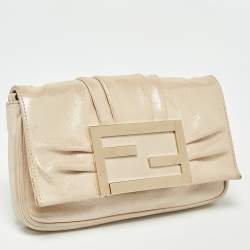 Fendi Beige Shimmering Leather Mia Pochette Bag