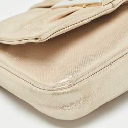Fendi Beige Shimmering Leather Mia Pochette Bag
