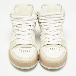 Fendi White/Cream Nubuck and Leather Match Sneakers Size 38