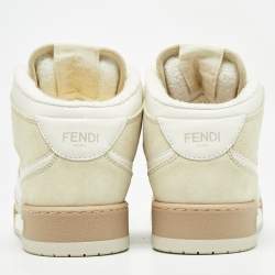 Fendi White/Cream Nubuck and Leather Match Sneakers Size 38