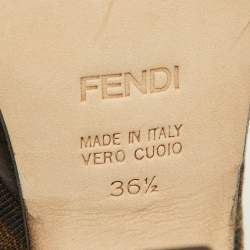 Fendi Brown Zucca Canvas Fendista Platform Round Toe Pumps Size 36.5