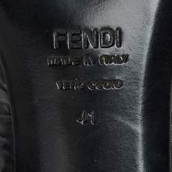 مملوكة مسبقًا Fendi Black Floral Leather Knee Length Boots Size 41