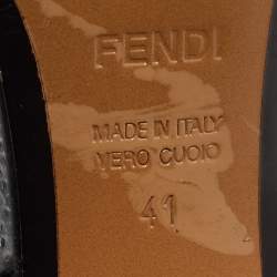 Pre Owned Fendi Black Patent Peep Toe Ankle Strap Sandals Size 41