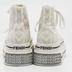 Pre Owned Fendi White Canvas High Top Sneakers Size 39