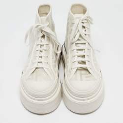 Pre Owned Fendi White Canvas High Top Sneakers Size 39