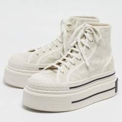 Pre Owned Fendi White Canvas High Top Sneakers Size 39
